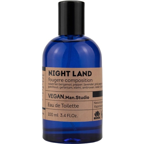 Туалетная вода VEGAN.LOVE.STUDIO Туалетная вода мужская Night Land древесный амбровый с нотами ванили