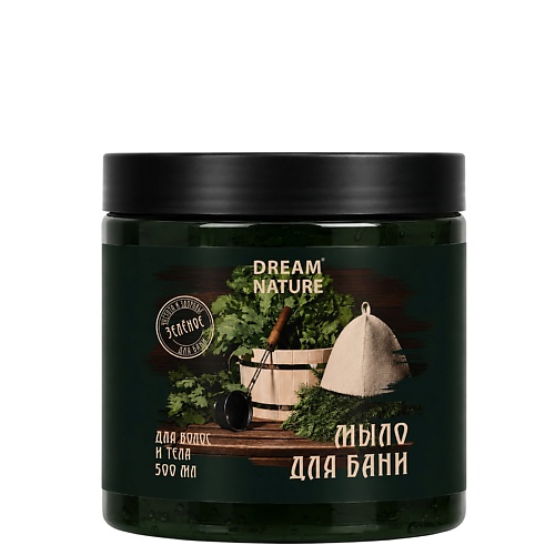 Мыло жидкое DREAM NATURE Банное мыло густое зеленое, мыло для бани в банке