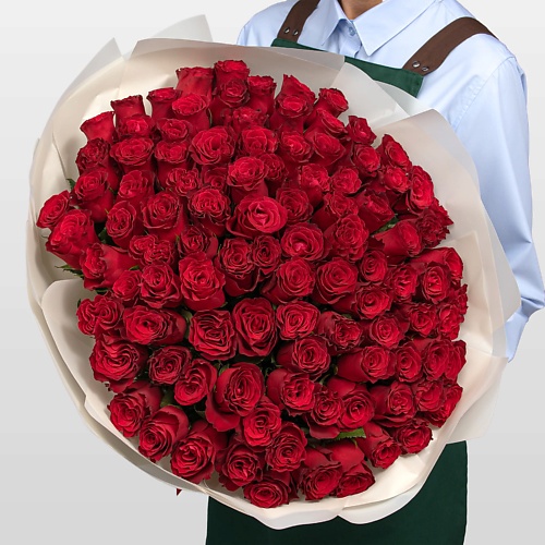 Букет живых цветов STUDIO FLORISTIC Букет Роз Кения 60 см 101 шт «Легенда Любви»
