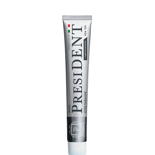 PRESIDENT Зубная паста отбеливающая White (RDA 100) 75