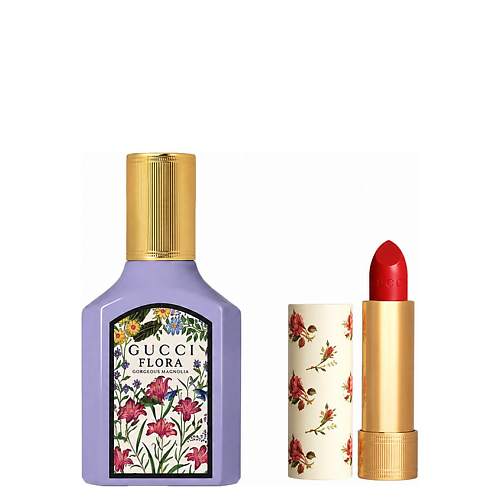 Набор парфюмерии GUCCI Набор GUCCI: Парфюмерная вода Flora Gorgeous Magnolia + Помада Rouge a Levres Voile