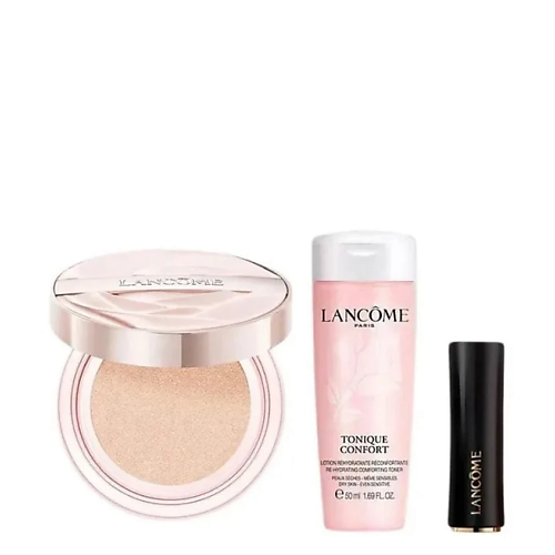 Набор средств для макияжа LANCOME Набор: Кушон Skin Idole 3 Serum Finecover + Тоник Tonique Confort + Помада L'Absolu Rouge