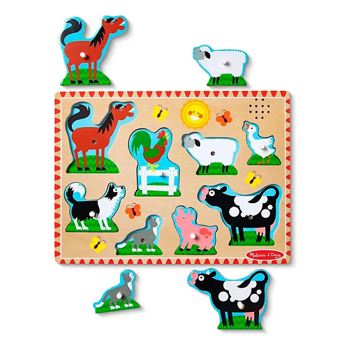 Развивающая игрушка MELISSA & DOUG Деревянный звуковой пазл Животные фермы Farm Animals Sound Puzzle