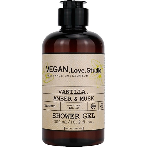Гель для душа VEGAN.LOVE.STUDIO Парфюмированный гель для душа ваниль амбра мускус без SLS красителей и парабенов