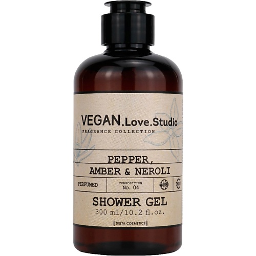 Гель для душа VEGAN.LOVE.STUDIO Парфюмированный гель для душа перец амбра и нероли без SLS и парабенов