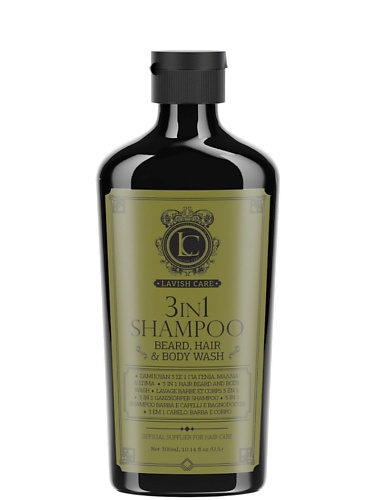 Шампунь для волос LAVISH CARE Шампунь 3в1 для волос, тела и бороды 3 IN 1 Shampoo Beard, Hair&Body Wash