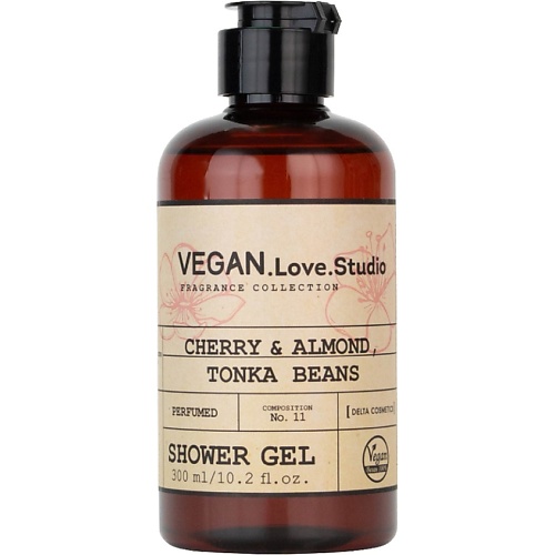 Гель для душа VEGAN.LOVE.STUDIO Гель для душа женский вишня, миндаль, бобы тонка