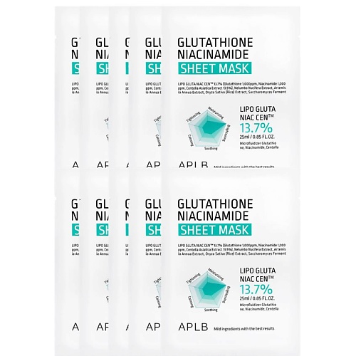 Маска для лица APLB Тканевая маска с глутатионом и ниацинамидом Glutathione Niacinamide Sheet Mask