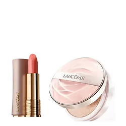 Набор Lancome: Кушон для лица Skin Idole 3 Serum Finecover + Помада L'Absolu Rouge Intimatte