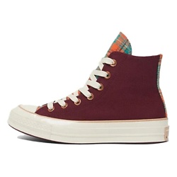 Кроссовки Chuck 70 Womens High Canvas & Plaid Deep Bordeaux