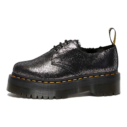Кроссовки Dr.Martens 1461 Faux Fur Lined Metallic Leather Platform Shoes Black