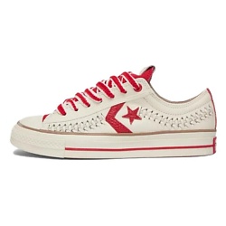 Кроссовки Star Player 76 Anti-Slip Wear-Resistant Low-Top Skateboard Shoes Unisex Beige Red
