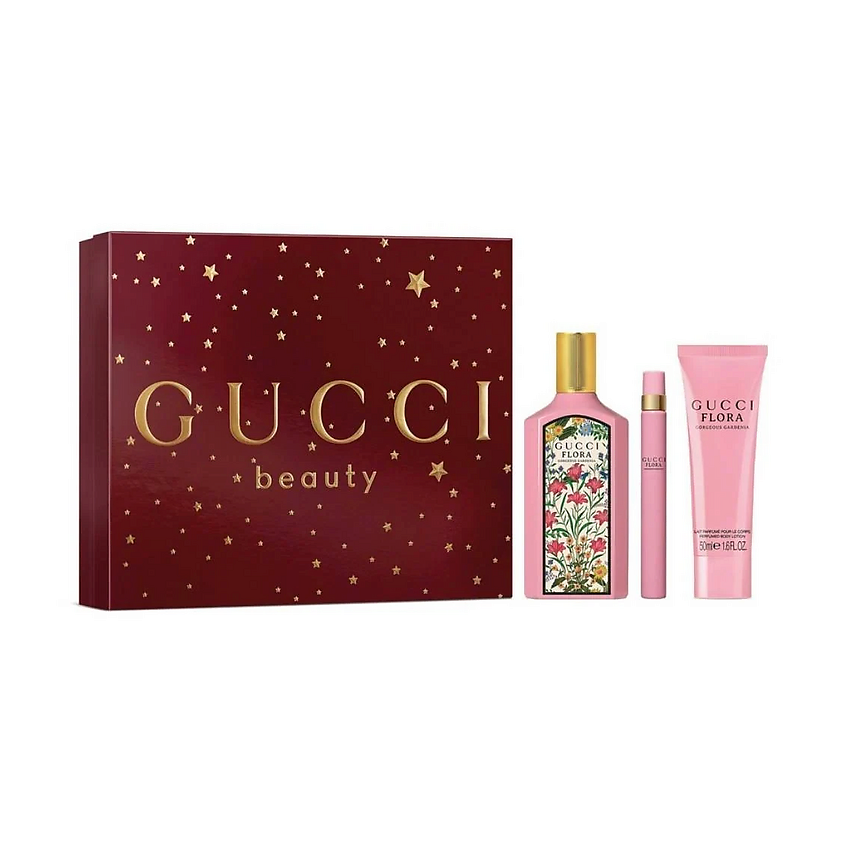 Изображение товара GUCCI Парфюмерный набор Flora :парфюмерная вода+миниатюра+лосьон для тела, 100 мл + 50 мл + 10 мл