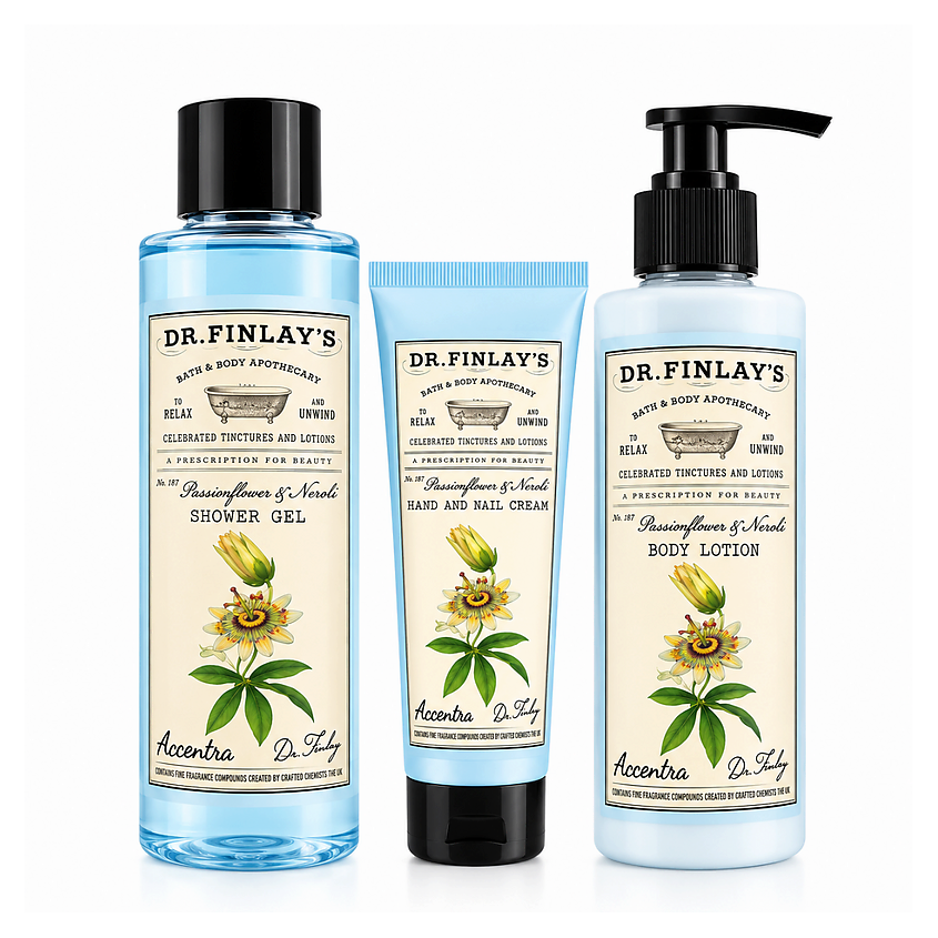 Изображение товара ACCENTRA Набор для тела Dr. Finlay's Passionflower & Neroli, 240 мл + 190 мл + 60 мл Изображение товара ACCENTRA Набор для тела Dr. Finlay's Passionflower & Neroli, 240 мл + 190 мл + 60 мл