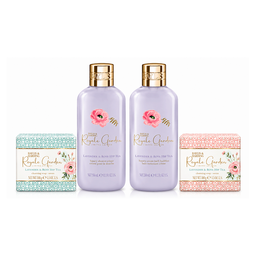 Изображение товара BAYLIS & HARDING Набор для тела Lavender & Rosehip tea, 4 шт.