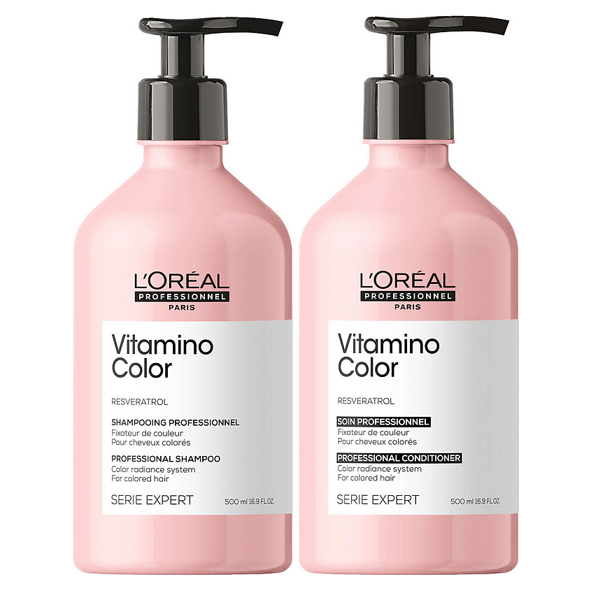 Изображение товара L'OREAL PROFESSIONNEL Набор средств для окрашенных волос L'Oreal Professionnel Vitamino Color, 500 мл + 500 мл Изображение товара L'OREAL PROFESSIONNEL Набор средств для окрашенных волос L'Oreal Professionnel Vitamino Color, 500 мл + 500 мл
