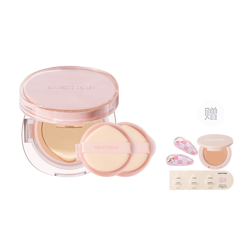 Изображение товара Mistine Набор Peachy Pink Edition: Кушон и аксессуары для лица
