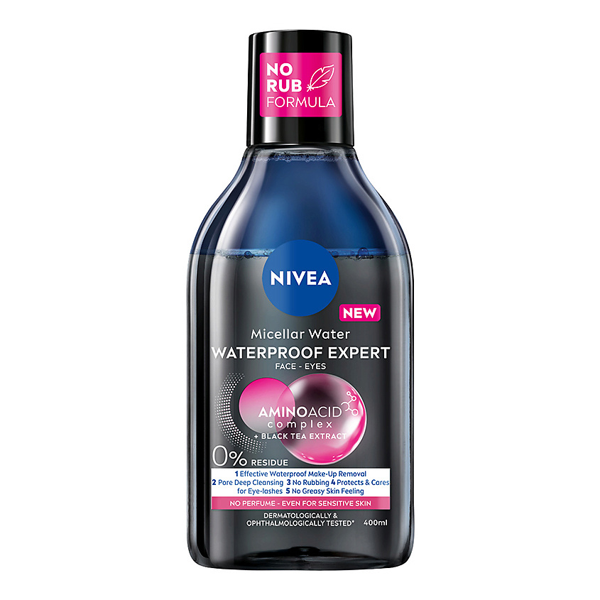 Изображение товара NIVEA Мицеллярная вода WATERPROOF EXPERT с комплексом аминокислот и экстрактом черного чая (для, 400 мл Изображение товара NIVEA Мицеллярная вода WATERPROOF EXPERT с комплексом аминокислот и экстрактом черного чая (для, 400 мл