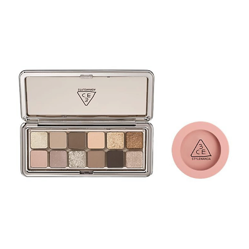 Набор средств для лица 3CE Набор: Палетка теней New Take Eyeshadow Palette + Румяна Face Blush