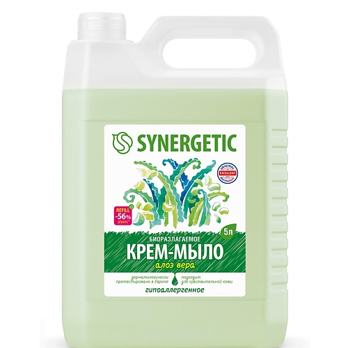 Мыло жидкое SYNERGETIC Крем-мыло жидкое биоразлагаемое для мытья рук и тела Алоэ вера