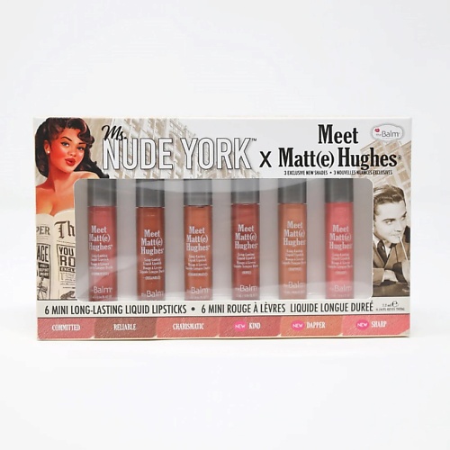 Набор средств для макияжа THEBALM Набор из 6 оттенков мини жидких матовых помад Meet Matte Hughes x Ms. Nude York