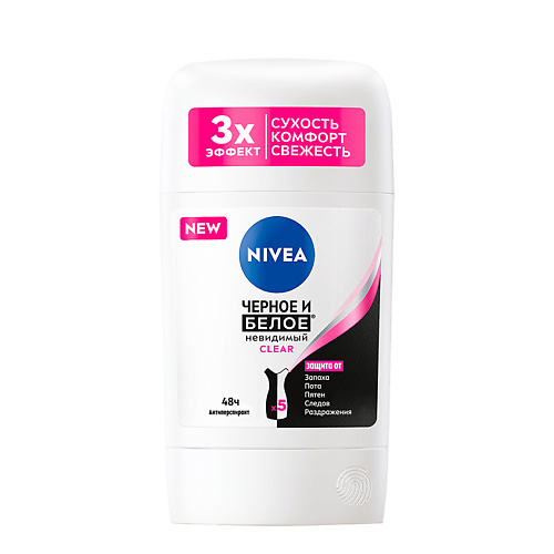 Дезодорант-стик NIVEA Део-стик жен. ЧЕРНОЕ И БЕЛОЕ Невидимый Clear (антиперспирант)