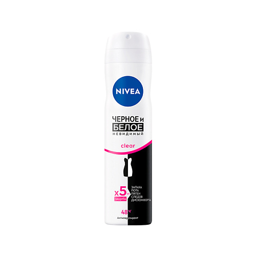 Дезодорант-спрей NIVEA Део-спрей жен. ЧЕРНОЕ И БЕЛОЕ Невидимый Clear (антиперспирант)
