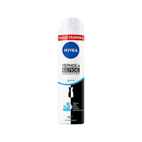 Дезодорант-спрей NIVEA Део-спрей жен. ЧЕРНОЕ И БЕЛОЕ Невидимый Pure (антиперспирант)