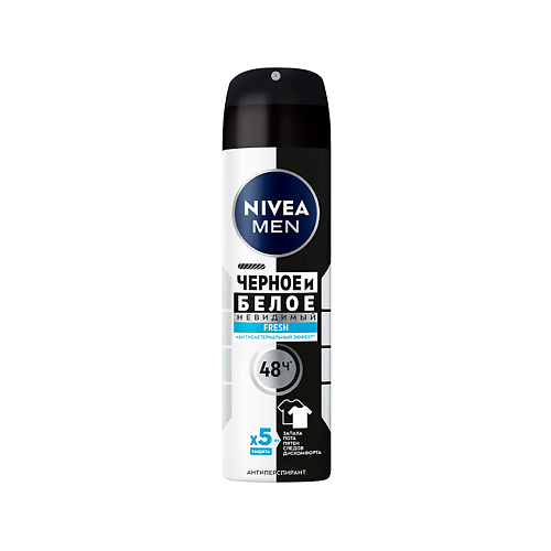 Дезодорант-спрей NIVEA Део-спрей муж. MEN ЧЕРНОЕ И БЕЛОЕ Невидимый Fresh антибактериальный