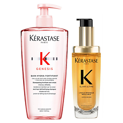 Набор для укрепления и блеска волос Kerastase: Шампунь Genesis + Масло Elixir Ultime