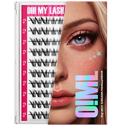 Набор черных самоклеящихся накладных ресниц OH! MY LASH пучки Лисий эффект №1