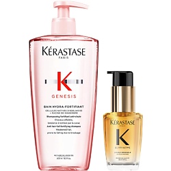 Набор для укрепления и блеска волос Kerastase: Шампунь Genesis + Масло Elixir Ultime