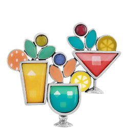 Брошь Cocktail, с цветной смолой и бусинами