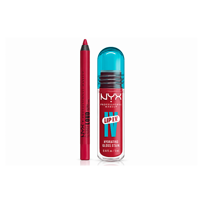 Изображение товара NYX PROFESSIONAL MAKEUP Набор для губ Stain & Shine Duo, 15 Goal Getter + 07 Bubblegum Burst