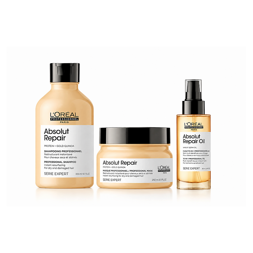 Изображение товара L'OREAL PROFESSIONNEL Набор для волос L’Oreal Professionnel Absolut Repair, 300 мл + 90 мл + 250 мл Изображение товара L'OREAL PROFESSIONNEL Набор для волос L’Oreal Professionnel Absolut Repair, 300 мл + 90 мл + 250 мл