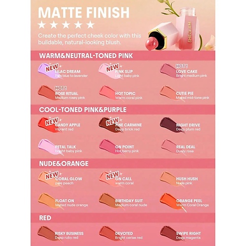 Румяна SHEGLAM Румяна COLOR BLOOM LIQUID BLUSH MATTE FINISH-SWIPE RIGHT