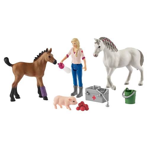 Развивающая игрушка SCHLEICH Набор фигурок Arztbesuch bei Stute und Fohlen
