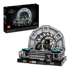 Конструктор Star Wars 75352: Диорама Дворца Императора с лазерным моделью.
