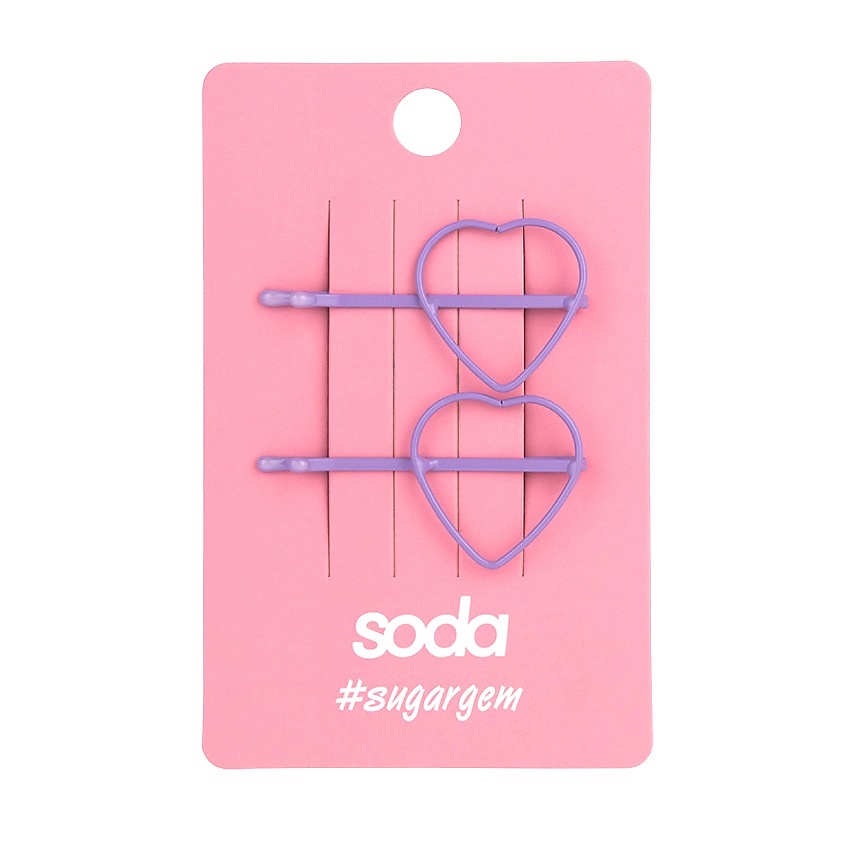 Изображение товара SODA Заколки-невидимки для волос PURPLE HEARTS #sugargem, 2 шт.