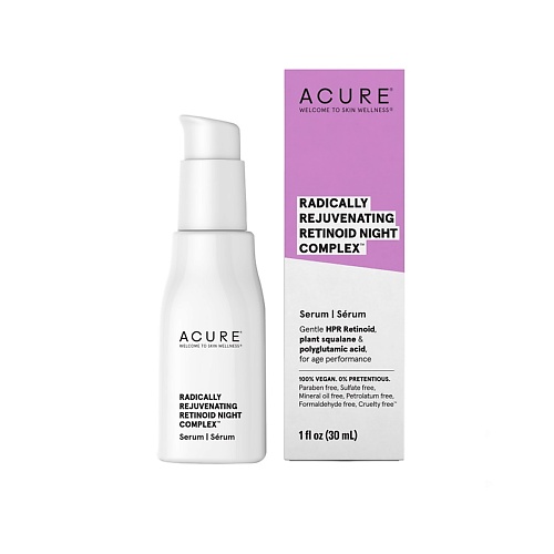 Сыворотка для лица ACURE Сыворотка для лица ночная с ретиноидом и скваланом Radically Rejuvenating acure radically rejuvenating очищающий крем 118 мл 4 жидк унции