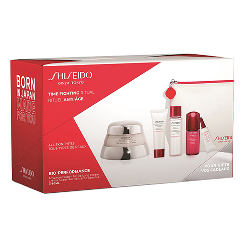 фото Shiseido набор с улучшенным супервосстанавливающим кремом bio-performance и косметичкой