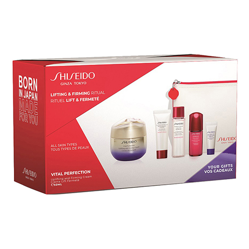 SHISEIDO Набор с лифтинг-кремом повышающим упругость кожи VITAL PERFECTION и косметичкой 6675₽