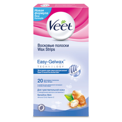 VEET Восковые полоски для чувствительной кожи veet полоски восковые для линии бикини и подмышек с ароматом бархатной розы и эфирными маслами