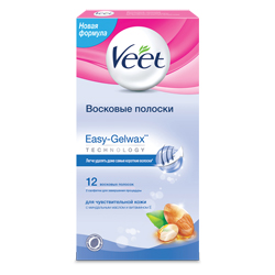 VEET Восковые полоски для депиляции для чувствительной кожи 12 шт.