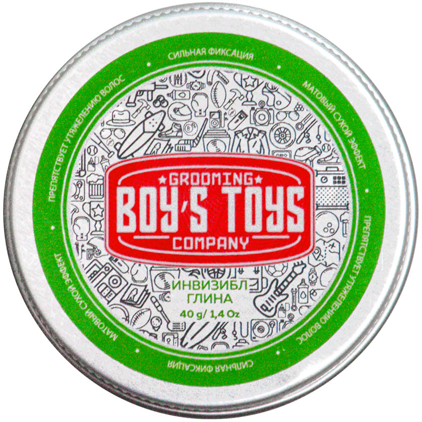 

BOY'S TOYS Глина для укладки волос средней фиксации с низким уровнем блеска Инвизибл