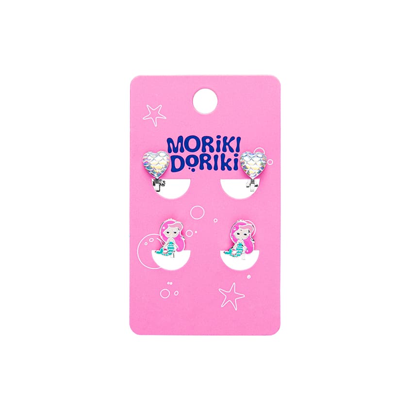 

MORIKI DORIKI Серьги-клипсы детские Mermaid's Heart