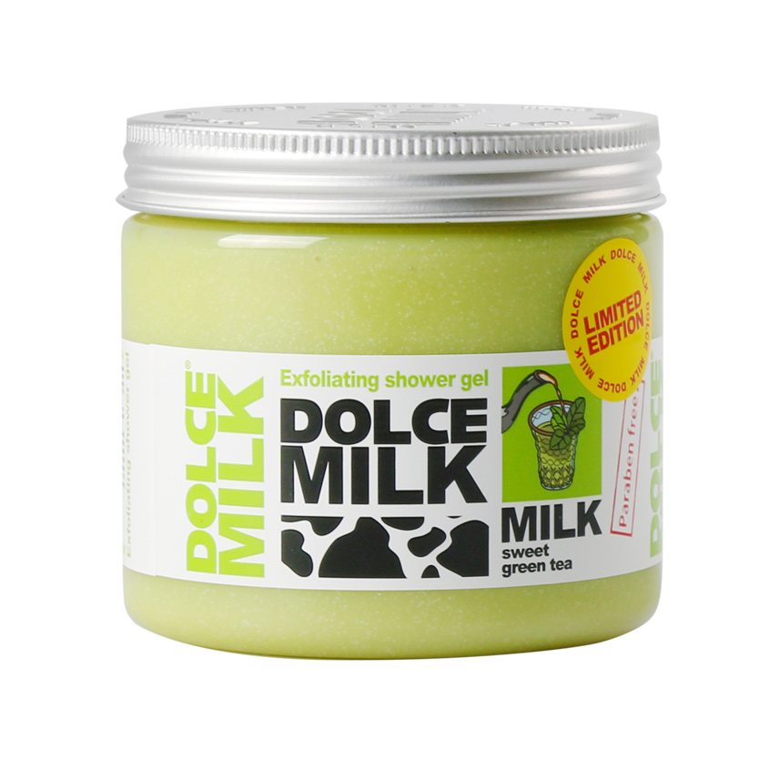 Продукция dolce. Dolce Milk гель скраб. Дольче Милк зеленый чай гель. Дольче Милк гель скрап. Dolce Milk гель для душа зеленый чай.