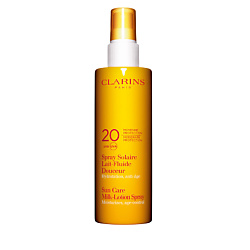 

CLARINS Солнцезащитнoе увлажняющее молочко-спрей для лица и тела, предотвращающее старение кожи UVA/UVB 20 150 мл