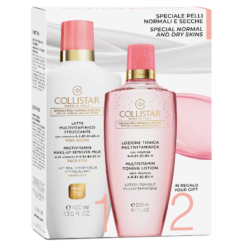 

COLLISTAR Набор Молочко с витаминами для снятия макияжа с лица и глаз + Лосьон тонизирующий с витаминами