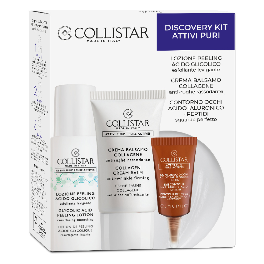 

COLLISTAR Набор Крем-бальзам с коллагеном + Средство для кожи вокруг глаз + Средство для пилинга